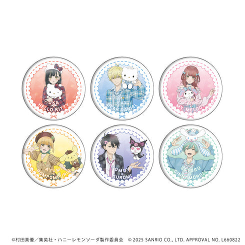 『ハニーレモンソーダ×サンリオキャラクターズ』缶バッジ01/コンプリートセット(全6種)(ミニキャライラスト)
